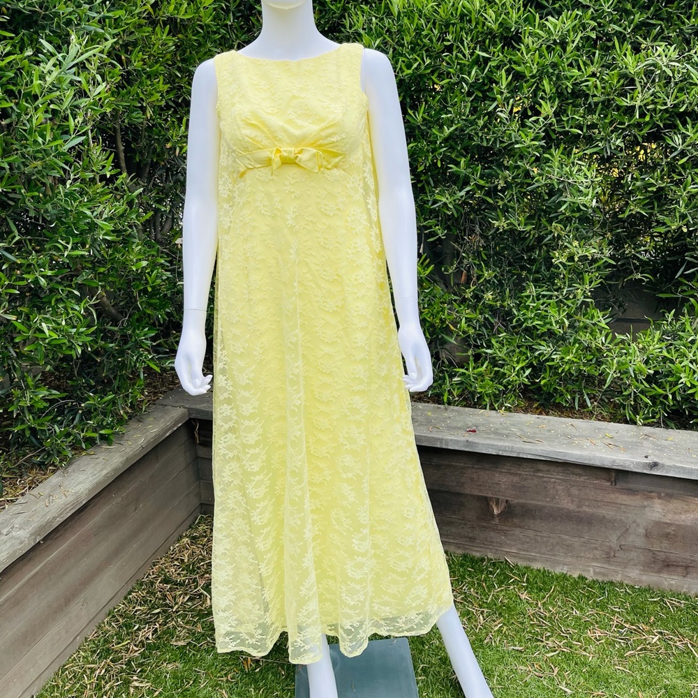 Vintage Formal Yellow Lace Dress